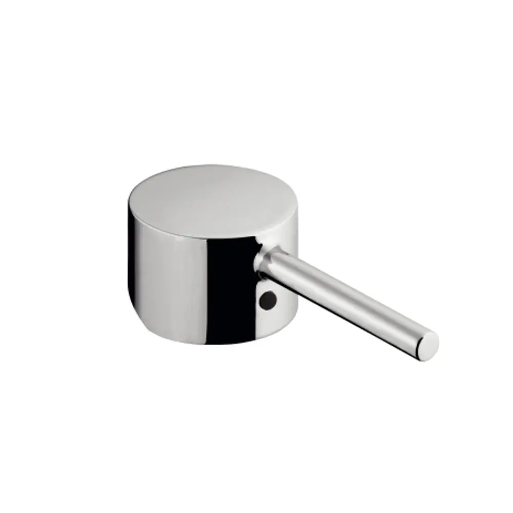 Chromfarbener Griff von AXOR mit runder Basis und seitlichem Hebel, geeignet für Wannen- und Brausenmischer. Minimalistisches Design ohne zusätzliche Verzierungen.